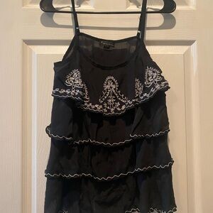 Forever 21 Black Ruffled Camisole with Embellishments